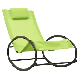 Ligstoel met kussen staal en textileen groen 2