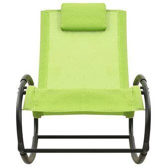 Ligstoel met kussen staal en textileen groen 3