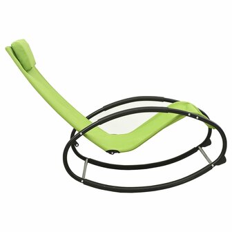 Ligstoel met kussen staal en textileen groen 4