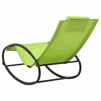 Ligstoel met kussen staal en textileen groen 5