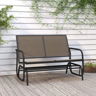 Schuifbank tuin 120,5x76x86,5 cm textielfolie en staal bruin 1