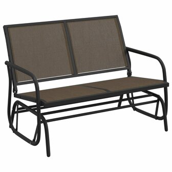 Schuifbank tuin 120,5x76x86,5 cm textielfolie en staal bruin 2
