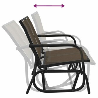 Schuifbank tuin 120,5x76x86,5 cm textielfolie en staal bruin 5