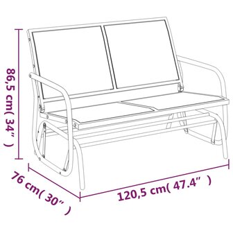 Schuifbank tuin 120,5x76x86,5 cm textielfolie en staal bruin 7