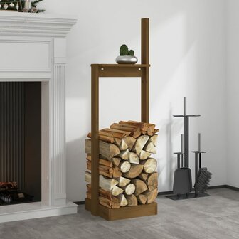 Houtblokhouder 33,5x30x110 cm massief grenenhout honingbruin 1