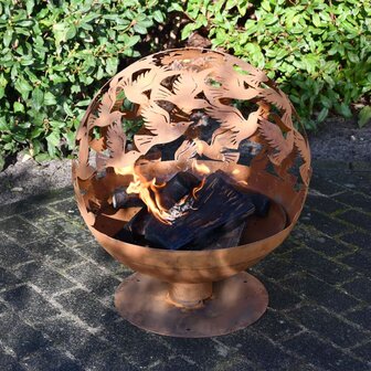 Esschert Design Vuurplaats laser gesneden vogels roestkleurig 1