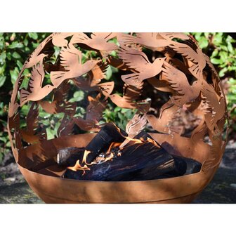 Esschert Design Vuurplaats laser gesneden vogels roestkleurig 3