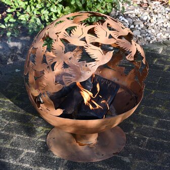 Esschert Design Vuurplaats laser gesneden vogels roestkleurig 4