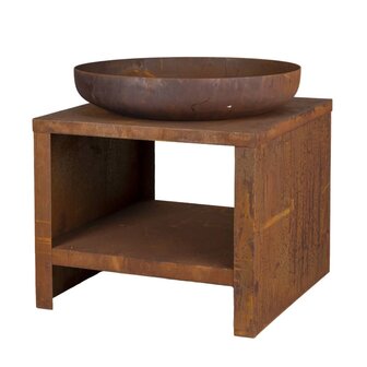 Esschert Design Vuurschaal met houtopslag 62 cm roestkleurig 1