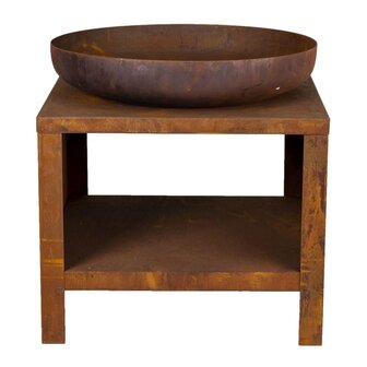 Esschert Design Vuurschaal met houtopslag 62 cm roestkleurig 2