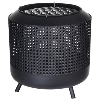 ProGarden Vuurkorf met barbecuerooster 50x51 cm zwart 1