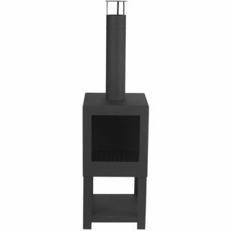Esschert Design Tuinhaard met houtopslag zwart FF410 2