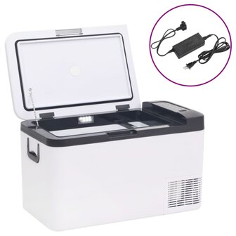 Koelbox met handvat en adapter 18 L PP &amp; PE zwart en wit 1