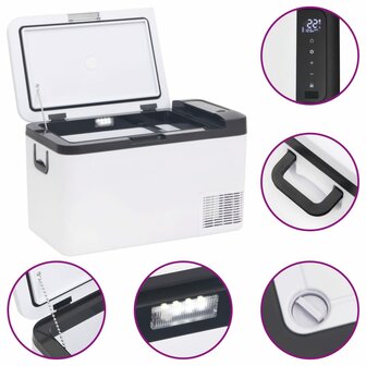 Koelbox met handvat en adapter 18 L PP &amp; PE zwart en wit 9
