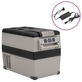 Koelbox met handvat en adapter 35 L PP &amp; PE zwart en grijs 1