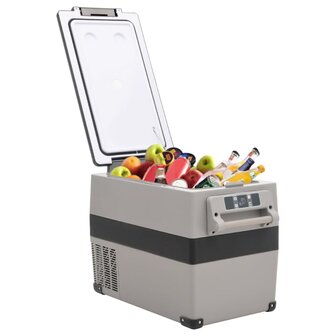 Koelbox met handvat en adapter 35 L PP &amp; PE zwart en grijs 2