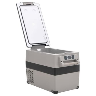 Koelbox met handvat en adapter 35 L PP &amp; PE zwart en grijs 4