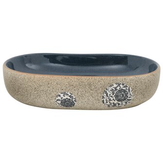Opzetwasbak ovaal 59x40x14 cm keramiek zandkleurig en blauw 3