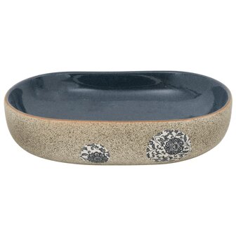 Opzetwasbak ovaal 59x40x14 cm keramiek zandkleurig en blauw 4