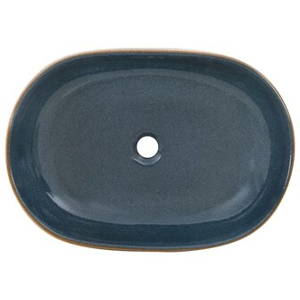 Opzetwasbak ovaal 59x40x14 cm keramiek zandkleurig en blauw 6