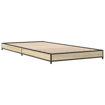 Bedframe bewerkt hout en metaal sonoma eikenkleurig 100x200 cm 3