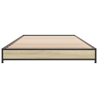 Bedframe bewerkt hout en metaal sonoma eikenkleurig 100x200 cm 4