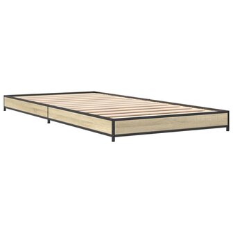 Bedframe bewerkt hout en metaal sonoma eikenkleurig 100x200 cm 6
