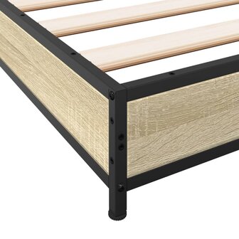 Bedframe bewerkt hout en metaal sonoma eikenkleurig 100x200 cm 7