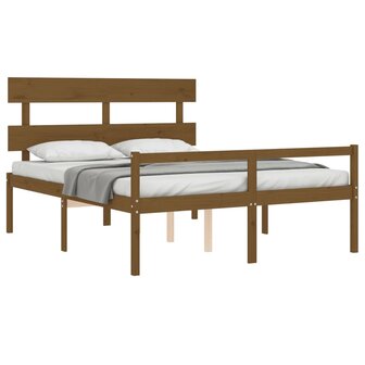 Seniorenbed met hoofdbord massief hout honingbruin 4