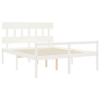 Seniorenbed met hoofdbord massief hout wit 5