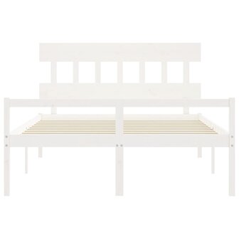 Seniorenbed met hoofdbord massief hout wit 6