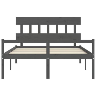 Seniorenbed met hoofdbord massief hout grijs 6