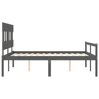 Seniorenbed met hoofdbord massief hout grijs 7