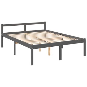 Seniorenbed met hoofdbord massief hout grijs 9