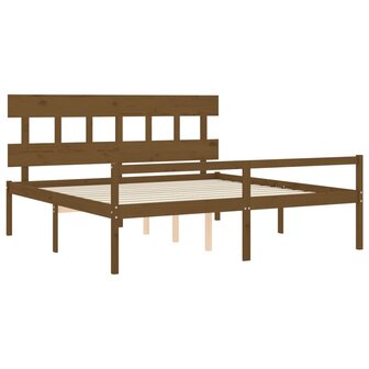 Seniorenbed met hoofdbord massief hout honingbruin 200x200 cm 5