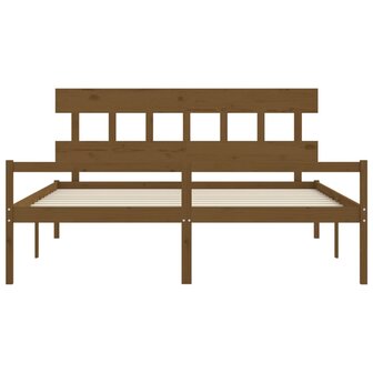 Seniorenbed met hoofdbord massief hout honingbruin 200x200 cm 6