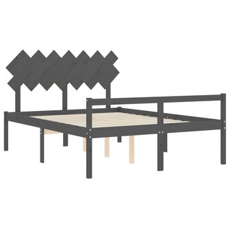Seniorenbed met hoofdbord massief hout grijs 5