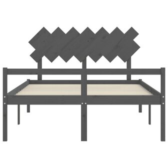 Seniorenbed met hoofdbord massief hout grijs 6