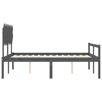 Seniorenbed met hoofdbord massief hout grijs 7