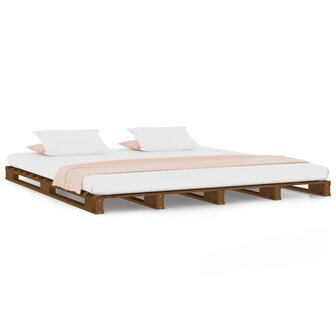 Palletbed massief grenenhout honingbruin 140x190 cm 2