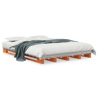 Palletbed massief grenenhout wasbruin 140x200 cm 2