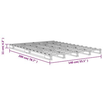 Palletbed massief grenenhout wasbruin 140x200 cm 9