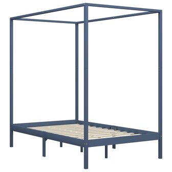Hemelbedframe massief grenenhout grijs 120x200 cm 2