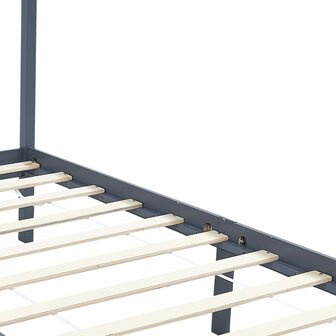 Hemelbedframe massief grenenhout grijs 120x200 cm 5