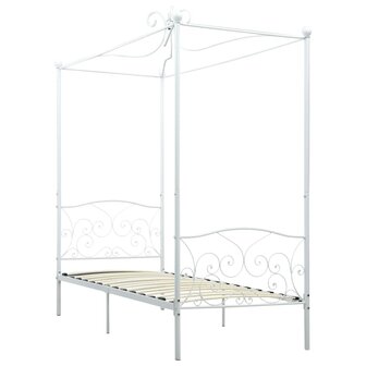 Hemelbedframe metaal wit 100x200 cm 2