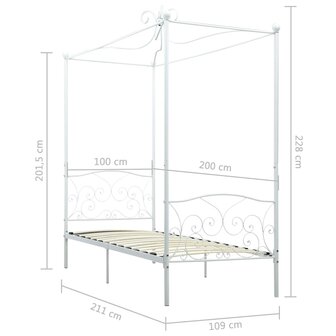 Hemelbedframe metaal wit 100x200 cm 5