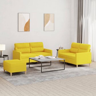 3-delige Loungeset met kussens stof lichtgeel 1