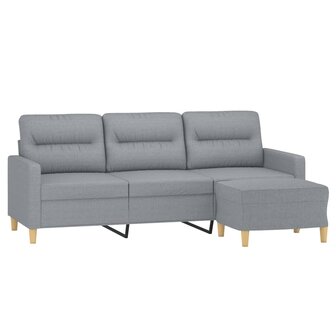 Driezitsbank met voetenbank 180 cm stof lichtgrijs 3