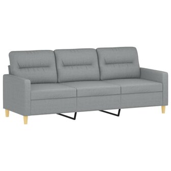 Driezitsbank met voetenbank 180 cm stof lichtgrijs 4