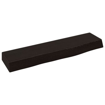 Wandschap 40x10x4 cm behandeld massief eikenhout donkerbruin 2